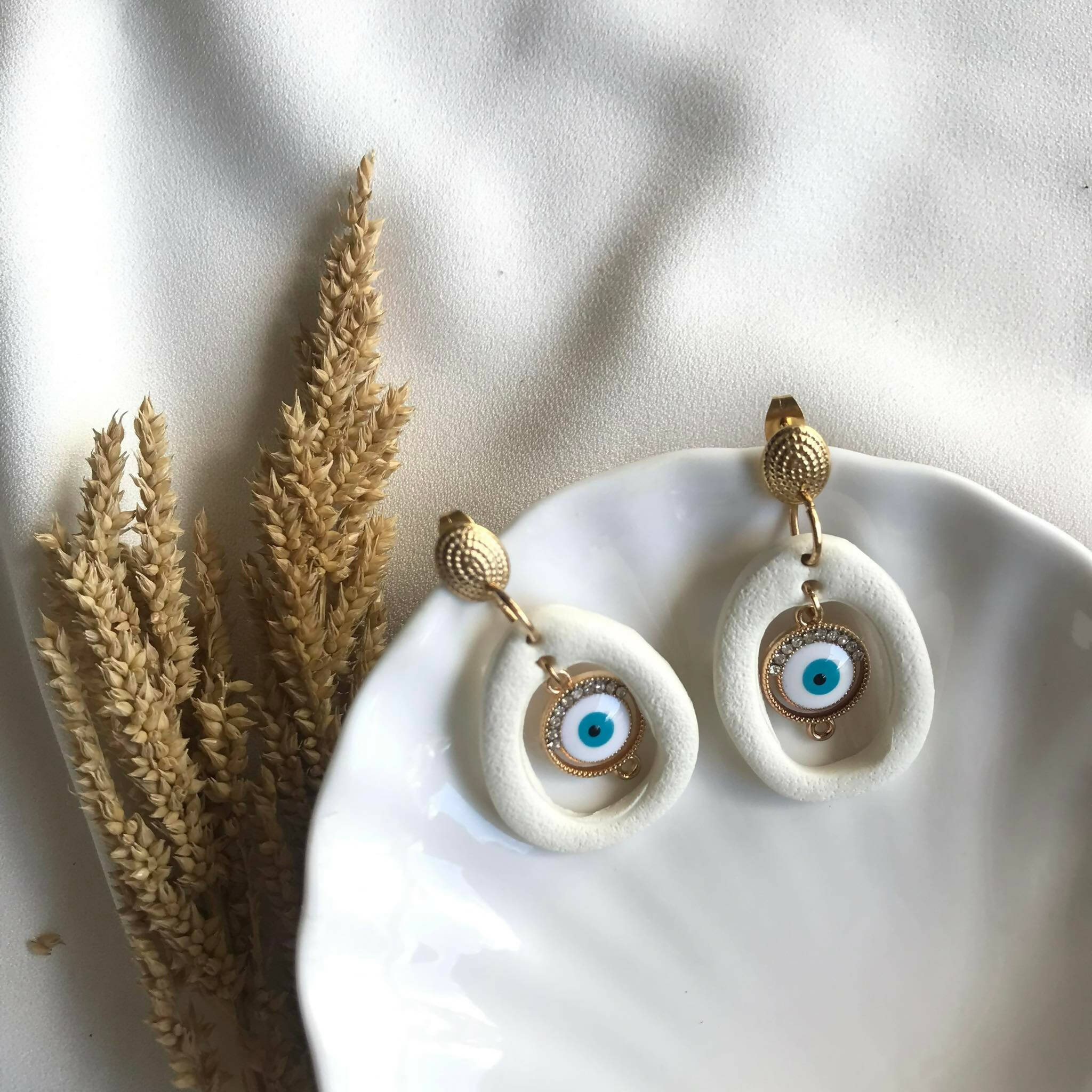 Evil eye store polymer clay earrings