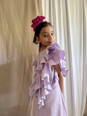 Isabela Puffed Sleeve Lavender Girls Dress - image