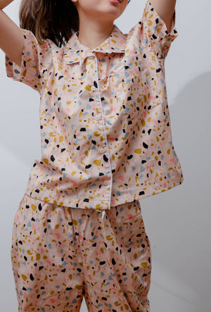 Organic Cotton Printed Pyjama Set - Terrazzo - image