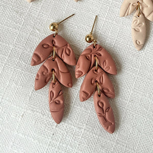 Leaf Texture Polymer Clay Earrings - image