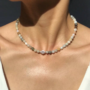 Celine Necklace | Stone with Pearls - image