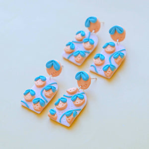 Tangerine Fruit Polymer Clay Statement Earrings - image
