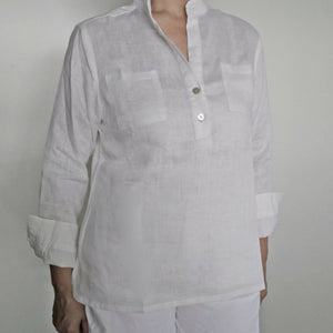 Mandarin Collar Long Sleeve Blouse - image
