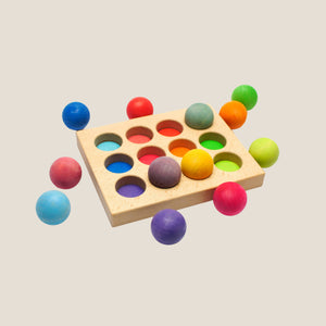 Wooden Rainbow Balls and Sorting Board - image