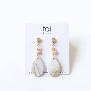 Gold Pearl Clay Earrings - image