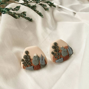 Cactus Stud Polymer Clay Earrings - image