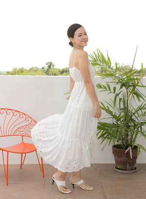 ROBERTS TIERED DRESS IN WHITE SPECIAL EYELET - image