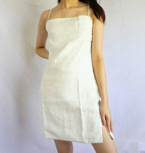 Kaia Mini Linen Dress in WHITE - image