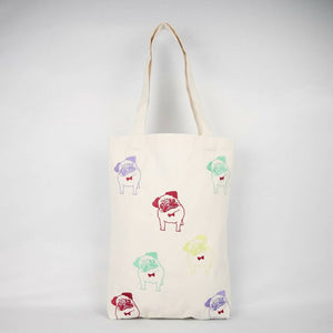 Pop Art Dapper Pug on Natural Canvas Medium Tote - image