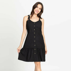 Button Down Ruffle Hem Dress - image