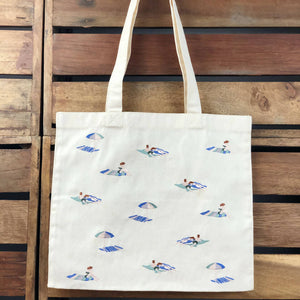 Beach on Small Natural Canvas Tote - image