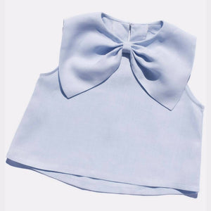Cereza Linen Bow Blouse - Sky - image
