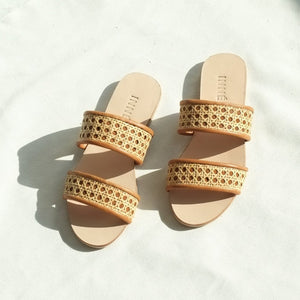 Sinta Double Strap Slides - Tan - image