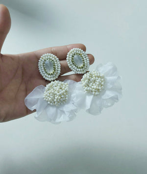 White Tutu Earrings - image