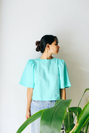 Hazel Puff Sleeve Top in Mint - image