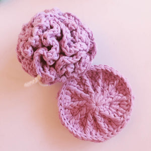 Crocheted Bath Pouf with String - image