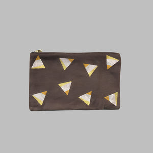 Ashley on Brown Canvas Small Zip Up Pouch - image