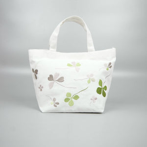 Clover Leaves on Natural Canvas Small Handbag - image