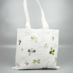 Clover Leaves on Natural Canvas Small Tote - image