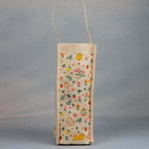 Easter Chicks in Natural Canvas Water Bottle Bag - image