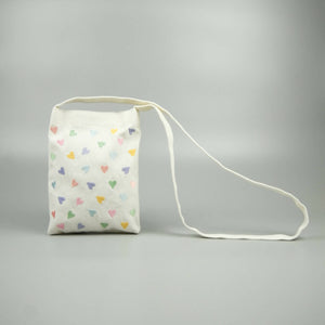 Pastel Hearts on Natural Canvas Mini Sling Bag - image