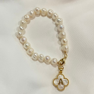 Initial Pendant Freshwater Pearl Bracelet - image