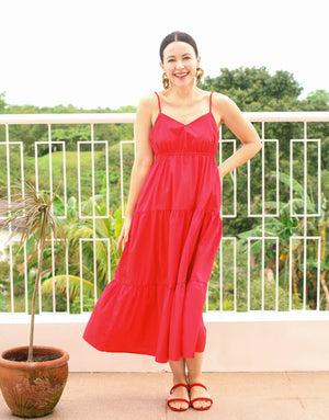 Roberts Tiered Dress in Red - image