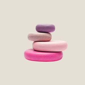 Dainty Pink Wooden Round River Stones - image