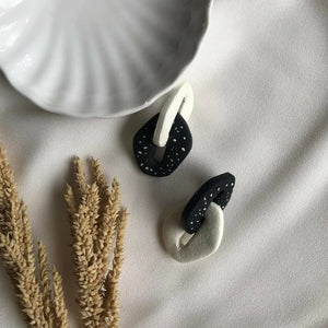 Blanc Noir Chain Link Clay Earrings - image