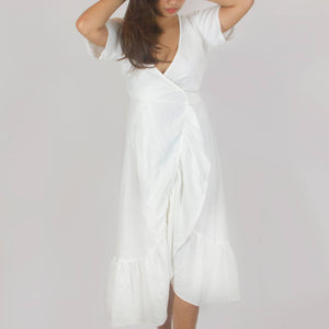 HARVEST Wrap Dress in Pearl - image
