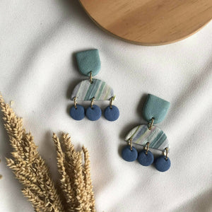 Blue Green Polymer Clay Earrings - image