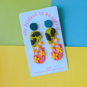 Dazzle Island Polymer Clay Statement Earrings - image