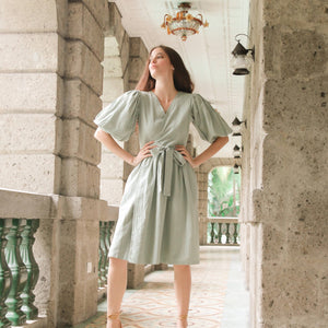 Señorita Puff Sleeve Wrap Dress - image