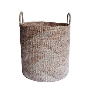 Abaca Basket Chevron Round Natural-White - image
