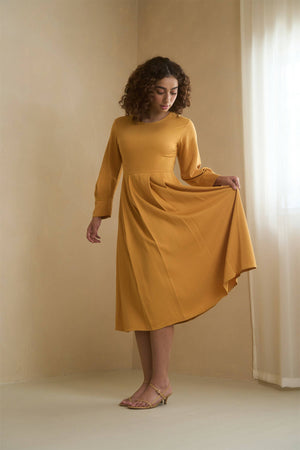 Long Sleeve Box Pleated Dress - image