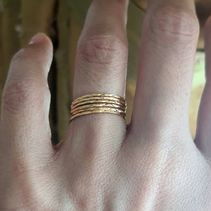 Solid Gold Printed Stacking Rings - image