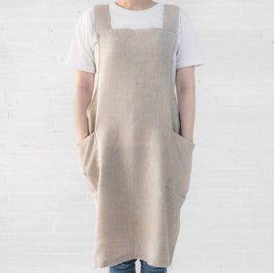 100% Linen Crossback Apron - image