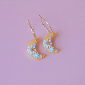 Mystical Moon Polymer Clay Statement Earrings - image