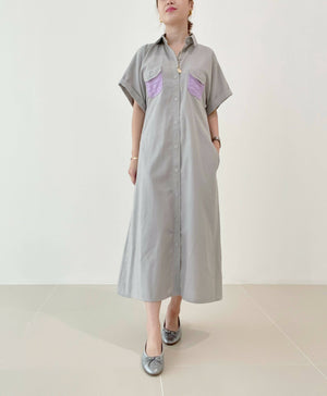 Lana Dress in Grey with Lavender Yakan - image