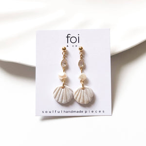 Gold Pearl Shell Earrings - image