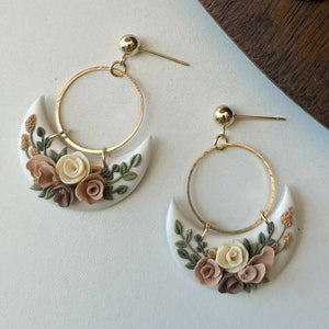 Pastel Roses Polymer Clay Earrings - image
