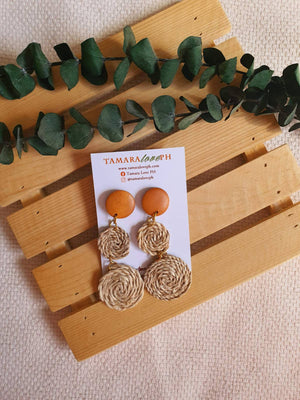 Double Round Rattan Earrings - image