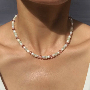 Blush | Glass Beads and Pearl Necklace - image