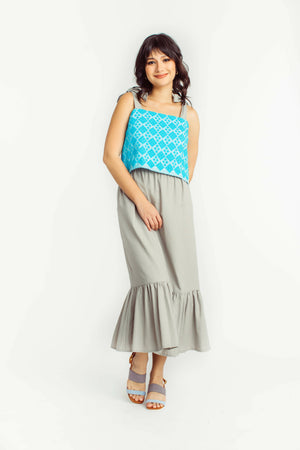 Lia Dress in Grey with Light Blue Inabel - image