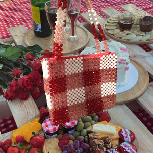 Honeydew Beaded Picnic Shoulder Bag with Detachable Crossbody Strap - image