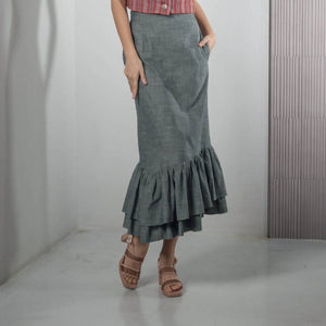 Flat Waistband Ruffle Hem Skirt - image