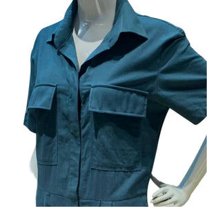 Short Sleeve Baggy Jumpsuit in Dark Emerald - image