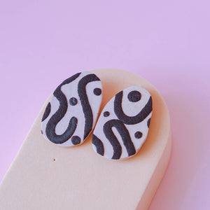 Aztec Pattern Polymer Clay Statement Earrings - image
