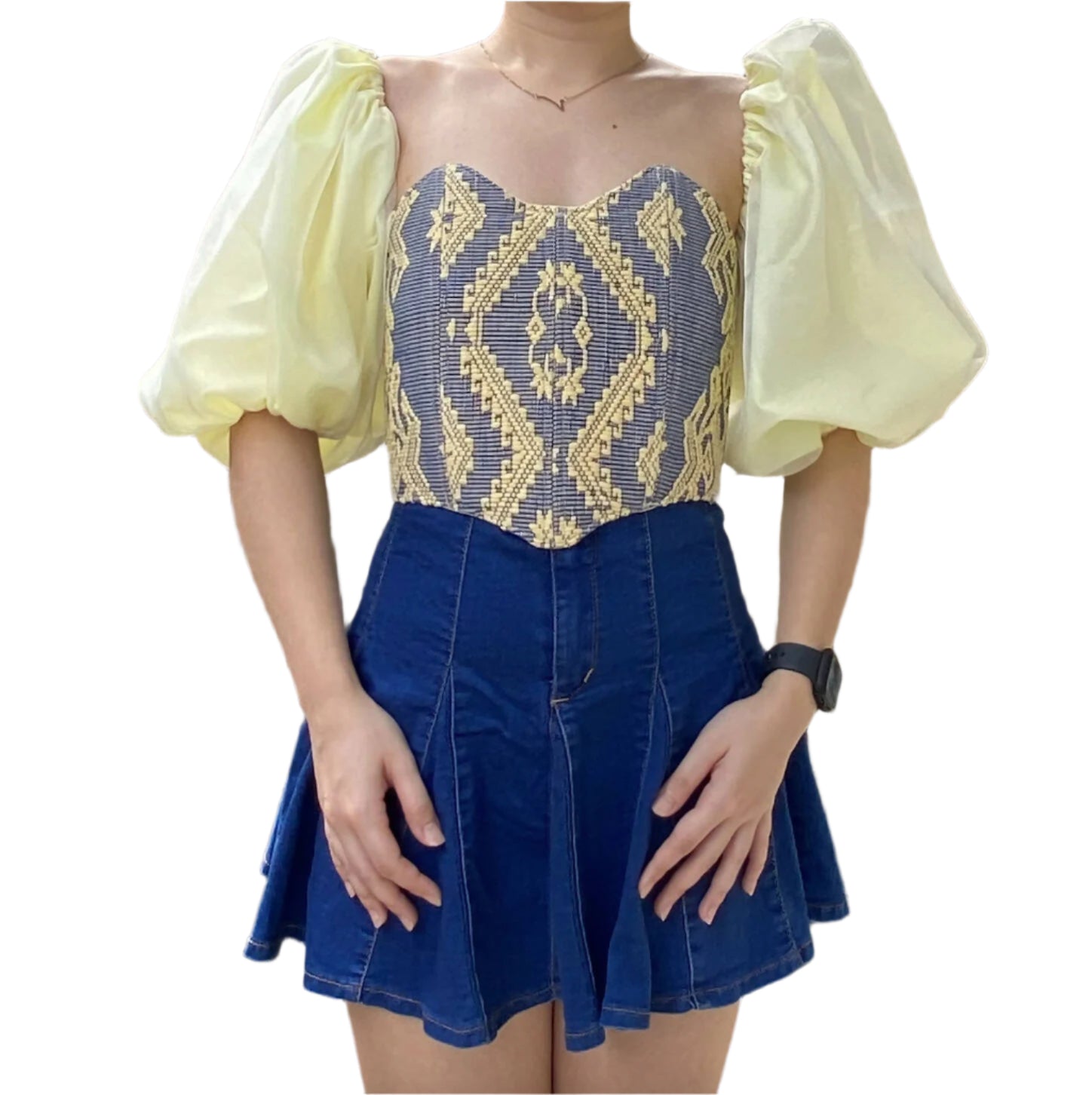 Yellow Inabel Inabel Corset + Organza Sleeves β Frankie and Friends General Store