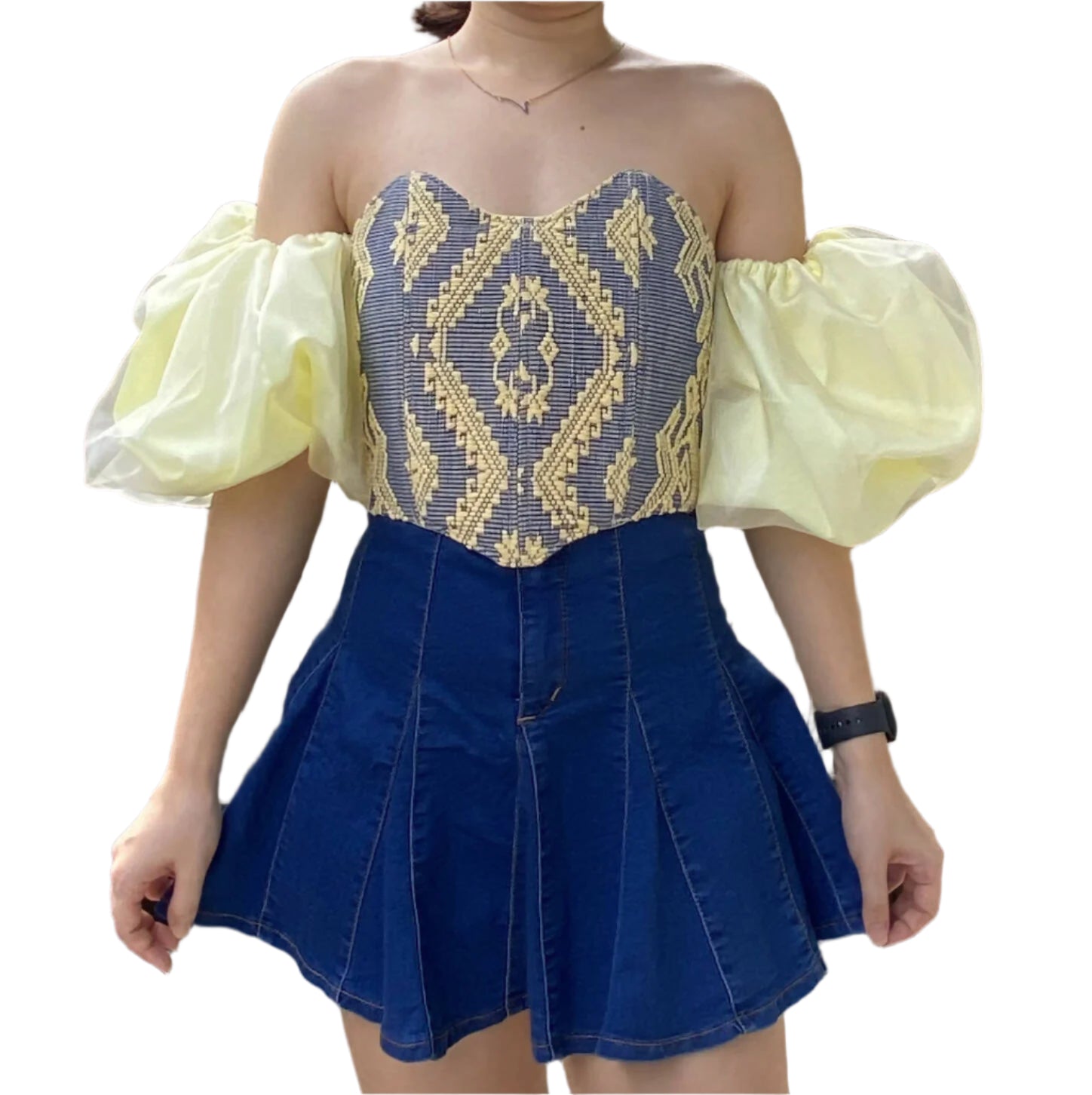 Yellow Inabel Inabel Corset + Organza Sleeves β Frankie and Friends General Store